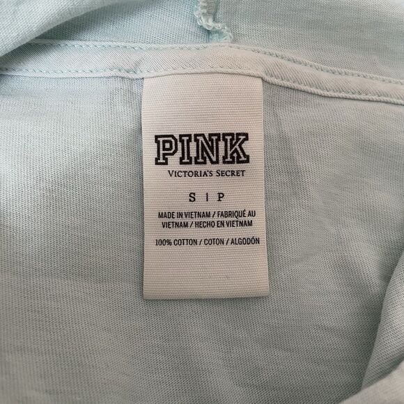 Victoria's Secret PINK Lightweight  Hoodie T Shirt Blue Dog Logo Women's Small S - Picture 7 of 9